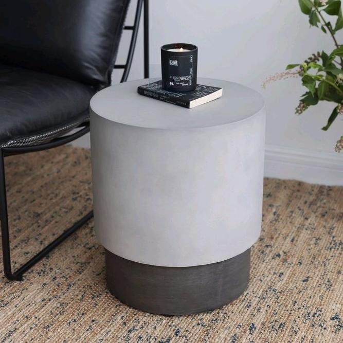 侘寂小圓桌 咖啡店不銹鋼沙發民宿水泥角幾茶幾 边几茶几水泥桌色圆形桌 小茶几 大理石小圓桌 沙發陽臺小桌子-細節圖7