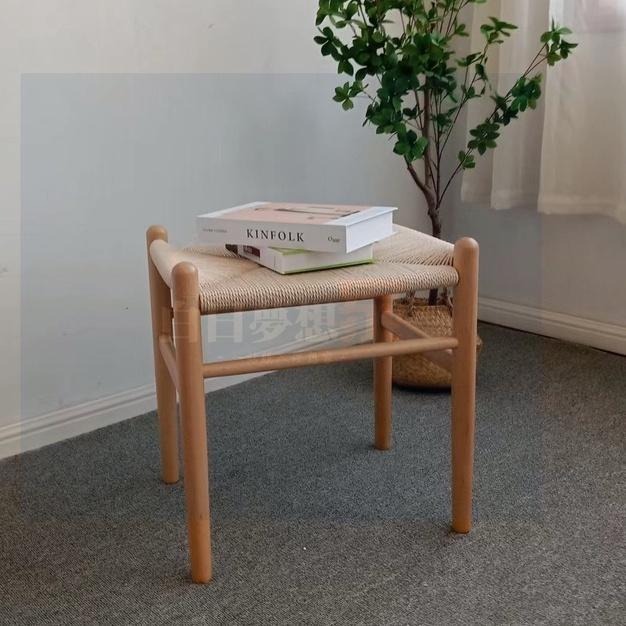 免運!手工編織椅凳 紙藤編織 矮凳 椅凳 凳子 小矮凳 化妝椅凳 沙發凳 板凳 木紋椅凳 方凳 穿鞋凳-細節圖3