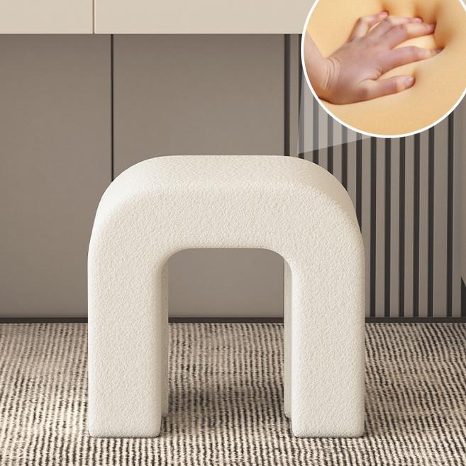 羊羔绒梳妆台凳子 簡約素面圓形小椅凳 矮凳 小椅 圓椅 沙發椅 穿鞋椅 擱腳凳小凳子圓形厚墊椅凳 沙發坐凳 休閒美甲凳-細節圖5