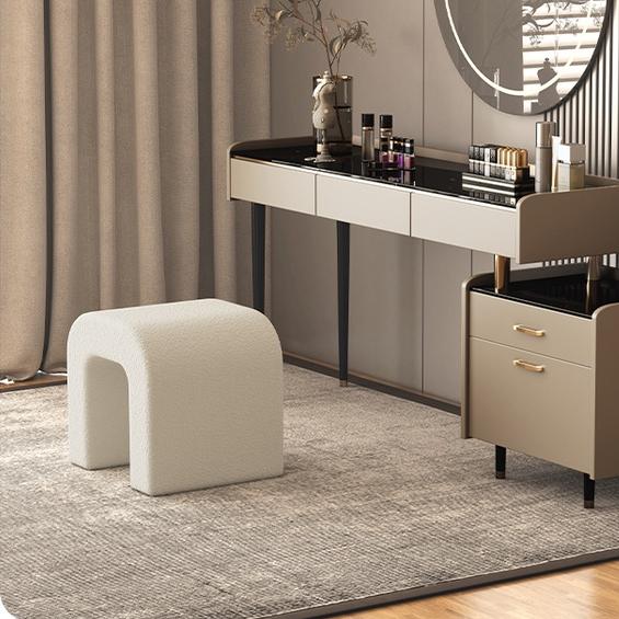 羊羔绒梳妆台凳子 簡約素面圓形小椅凳 矮凳 小椅 圓椅 沙發椅 穿鞋椅 擱腳凳小凳子圓形厚墊椅凳 沙發坐凳 休閒美甲凳-細節圖8