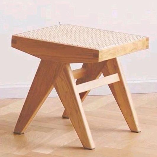 日式北歐換鞋凳家用小椅子小圓板凳木小方凳藤編床尾凳子 無印風 居家客廳方型椅凳 沙發矮凳小板凳仿藤矮凳換鞋凳木質小椅子-細節圖2