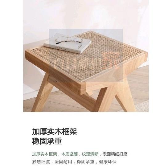 日式北歐換鞋凳家用小椅子小圓板凳木小方凳藤編床尾凳子 無印風 居家客廳方型椅凳 沙發矮凳小板凳仿藤矮凳換鞋凳木質小椅子-細節圖5