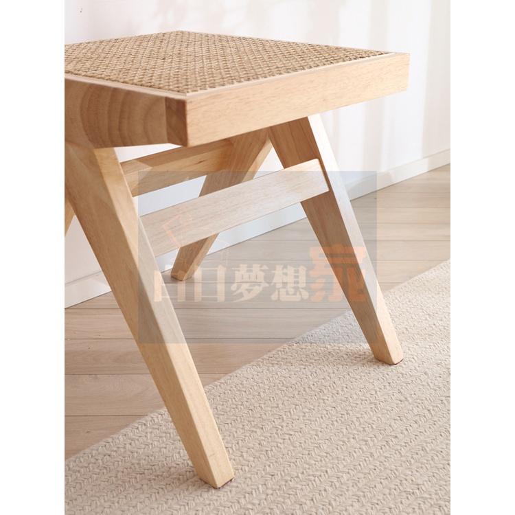 日式北歐換鞋凳家用小椅子小圓板凳木小方凳藤編床尾凳子 無印風 居家客廳方型椅凳 沙發矮凳小板凳仿藤矮凳換鞋凳木質小椅子-細節圖7