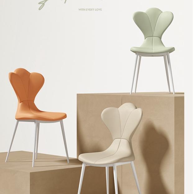 北歐輕奢餐椅 加厚坐墊 皇冠餐桌椅 椅子 全皮包裹北歐餐椅 腦椅皮革餐椅 接待椅北歐 靠背椅 化妝椅 餐廳軟包凳子-細節圖3