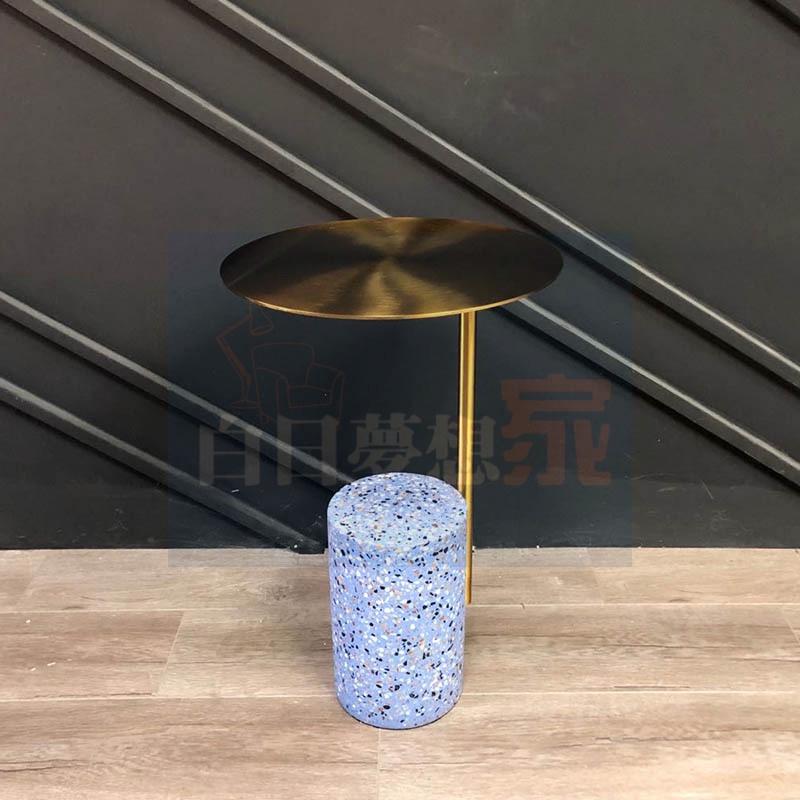 人造石奶茶店桌子 奶茶店咖啡桌 邊几角几 沙發邊桌水磨石茶几韓系ins小圓桌網紅水磨石圓桌-細節圖3