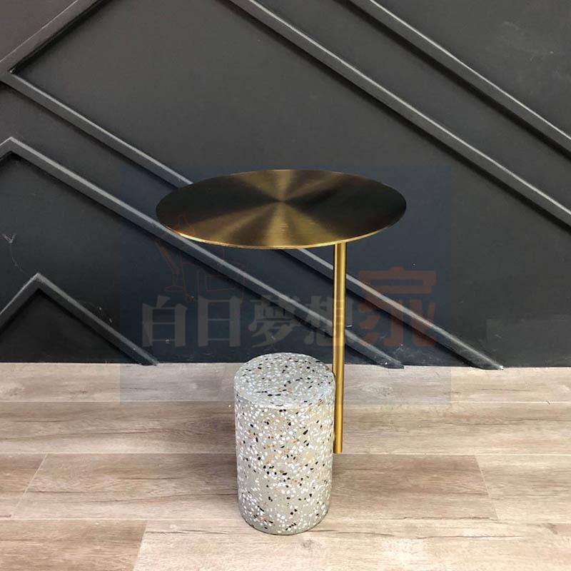 人造石奶茶店桌子 奶茶店咖啡桌 邊几角几 沙發邊桌水磨石茶几韓系ins小圓桌網紅水磨石圓桌-細節圖4