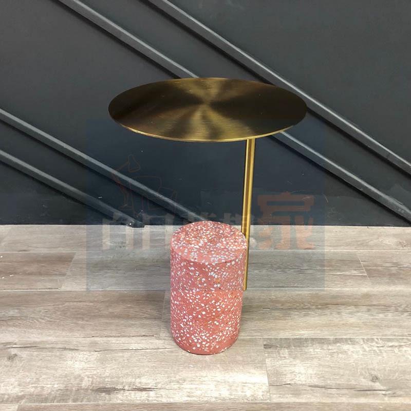 人造石奶茶店桌子 奶茶店咖啡桌 邊几角几 沙發邊桌水磨石茶几韓系ins小圓桌網紅水磨石圓桌-細節圖6