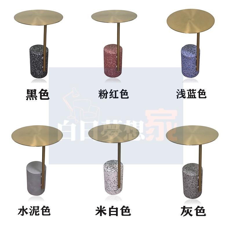 人造石奶茶店桌子 奶茶店咖啡桌 邊几角几 沙發邊桌水磨石茶几韓系ins小圓桌網紅水磨石圓桌-細節圖7