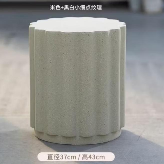 奶油風咖啡館邊幾 小茶几ins 圓形矮凳 灰色艺术造型圆形边几 仿水磨石角几 北歐展示桌 床頭櫃 圓 小桌子 床邊桌-細節圖8