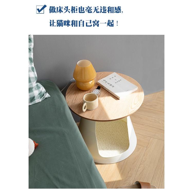 木質貓咪茶几客廳北歐貓籠 人貓共用寵物沙發邊幾陽臺茶臺 人貓共用茶幾 小型寵物貓窩 家用玻璃茶桌 家用茶几 小茶几-細節圖4