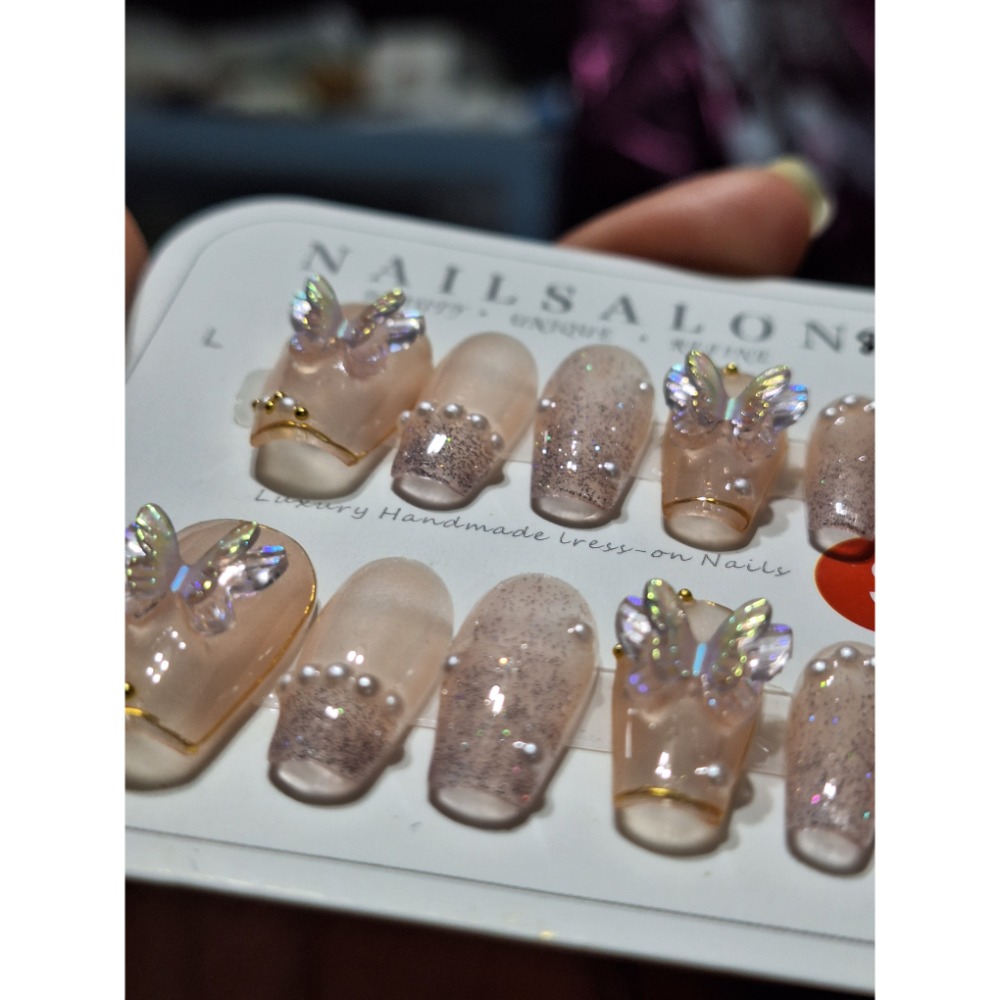 S碼/手工穿戴甲💐日常款，台灣現貨，可敲鍵盤⌨️能重複佩戴🌹送工具包-細節圖6