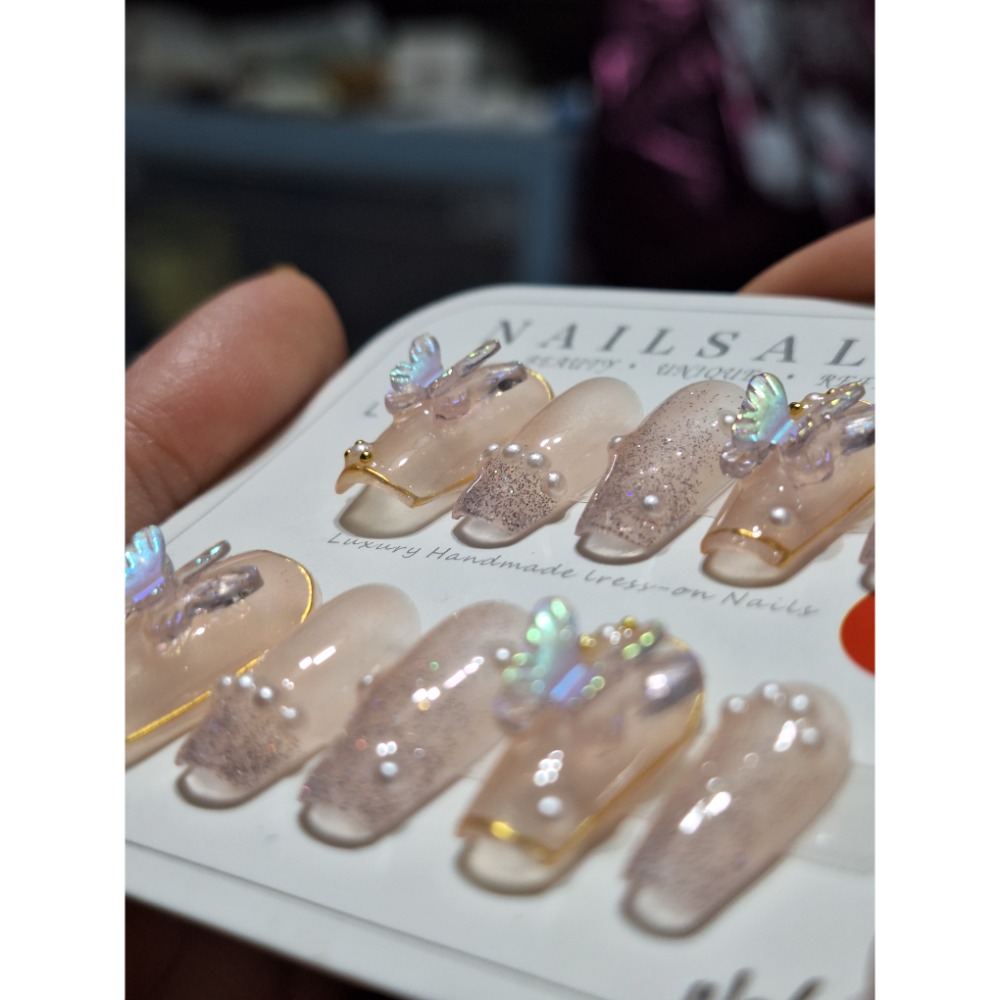 S碼/手工穿戴甲💐日常款，台灣現貨，可敲鍵盤⌨️能重複佩戴🌹送工具包-細節圖8