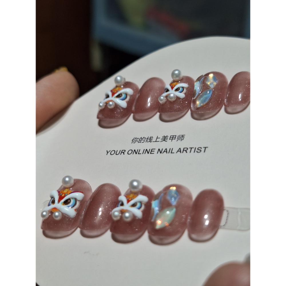 S碼/手工穿戴甲💐日常款，台灣現貨，可敲鍵盤⌨️能重複佩戴🌹送工具包-細節圖2