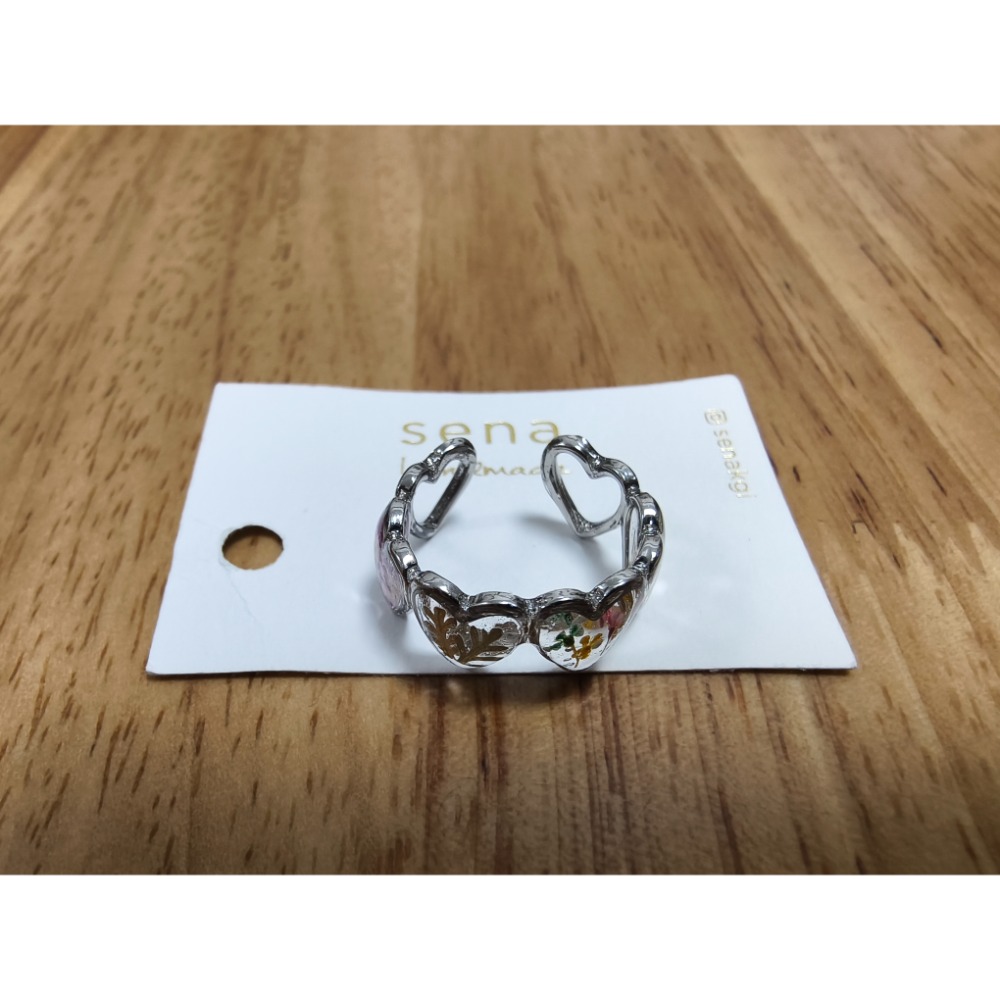 全新現貨 日本 大阪市集 sena handmade 乾燥花愛心戒指 610元-細節圖2