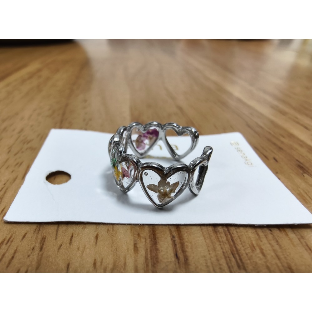 全新現貨 日本 大阪市集 sena handmade 乾燥花愛心戒指 610元-細節圖3