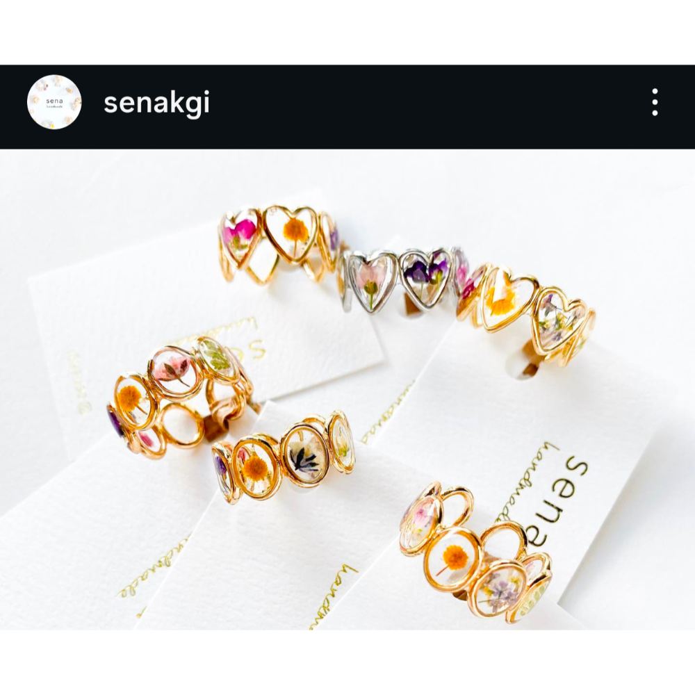 全新現貨 日本 大阪市集 sena handmade 乾燥花愛心戒指 610元-細節圖4