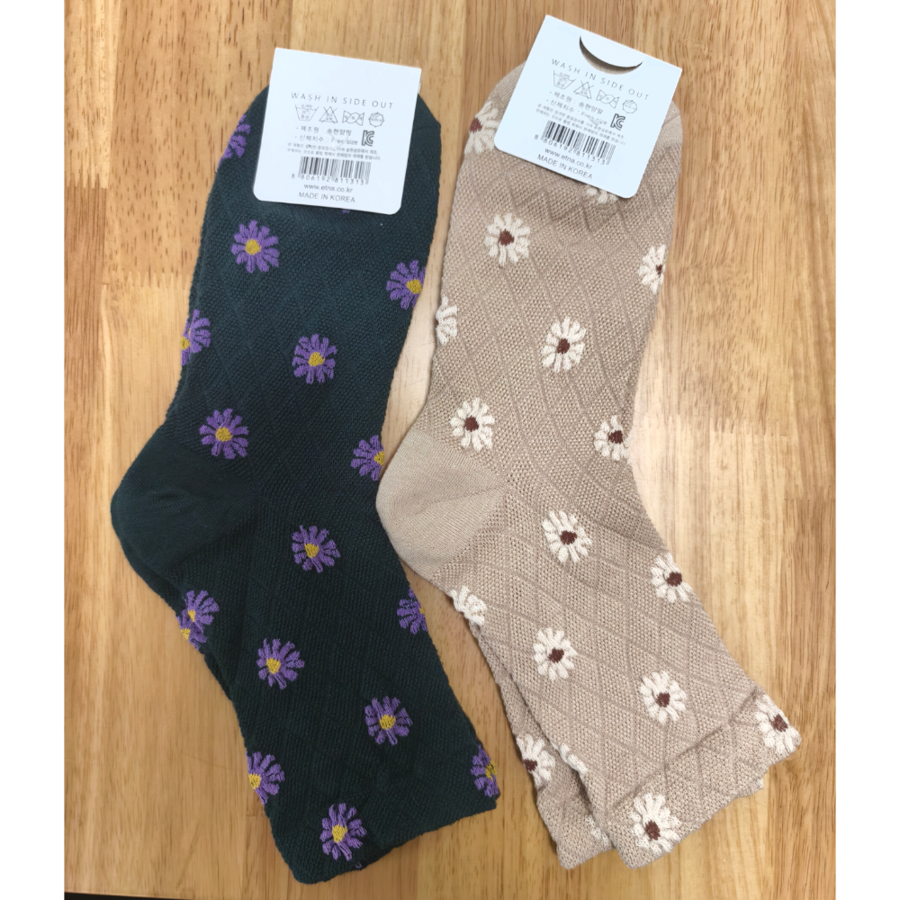 全新現貨 韓國 襪子 韓國襪 小花條紋 2入一組 韓國製-細節圖2