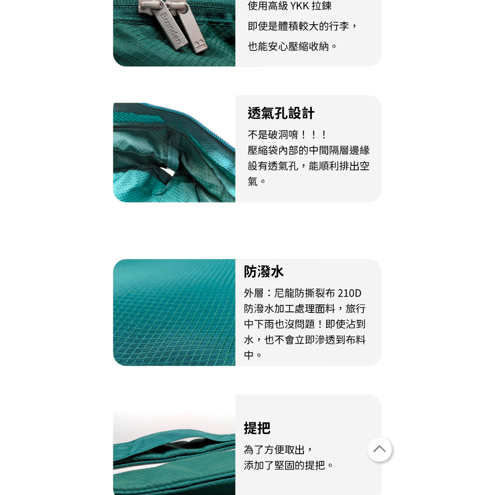 近全新現貨 只用過一次 韓國 Branden 雙拉鍊 旅行壓縮袋 神奇減一半 壓壓袋 L 米色 深藍-細節圖5