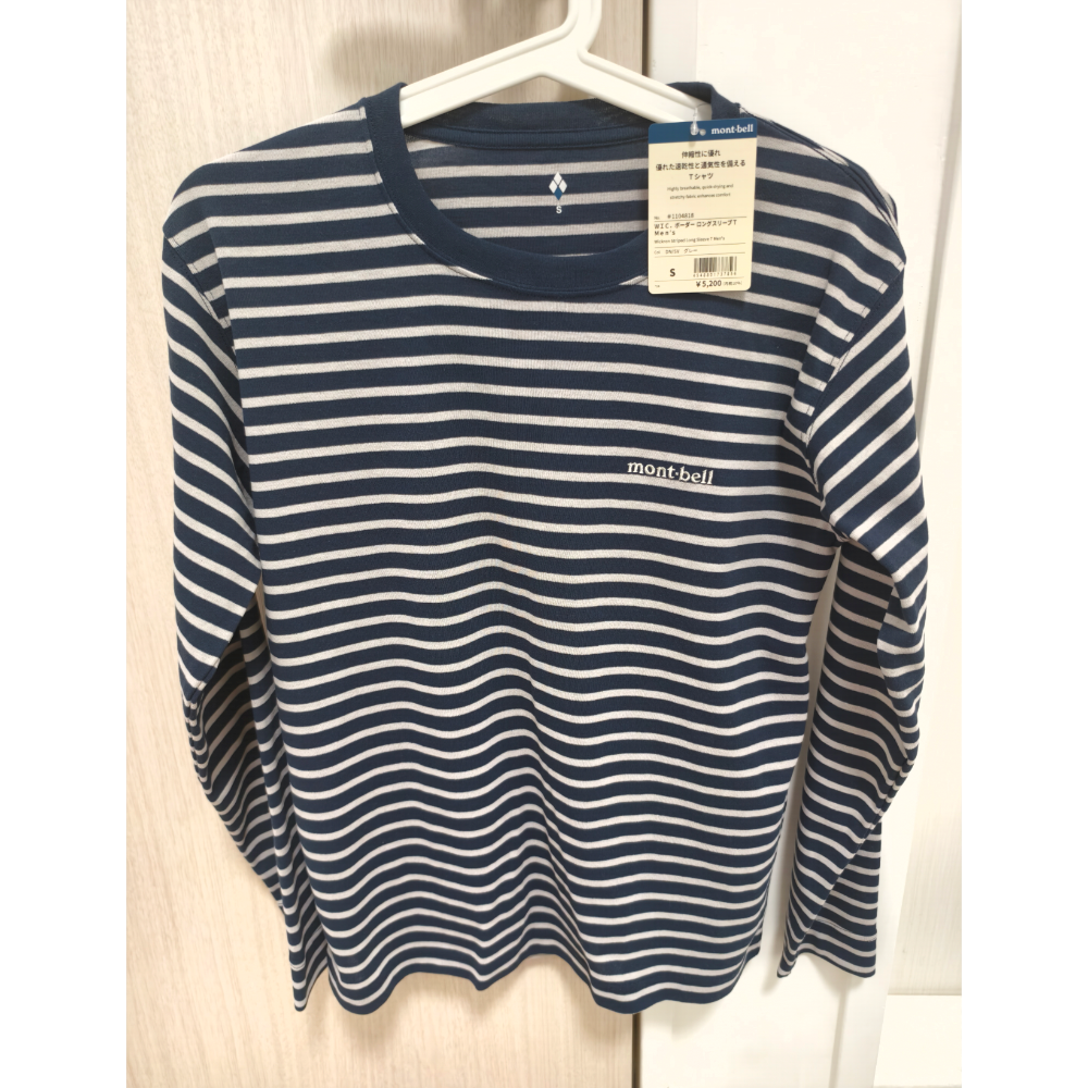 全新現貨 日本 Montbell WIC STRIPE 男款 條紋長袖T S #1104818 男女可穿 日本帶回-細節圖2