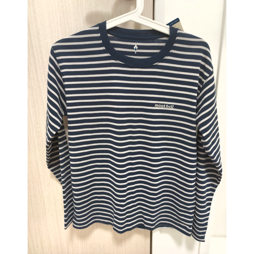 全新現貨 日本 Montbell WIC STRIPE 男款 條紋長袖T S #1104818 男女可穿 日本帶回-細節圖3