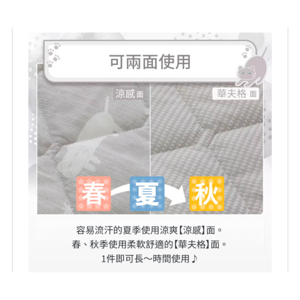 全新現貨 日本 宜得利 接觸涼感 全包式 保潔墊 涼墊 N COOL DECO CAT 白貓 單人-細節圖4
