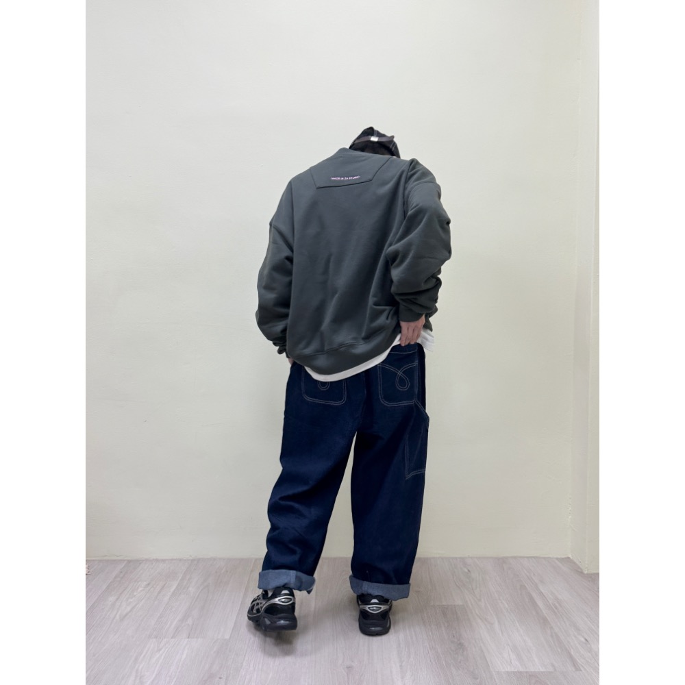明線牛仔寬褲-細節圖3