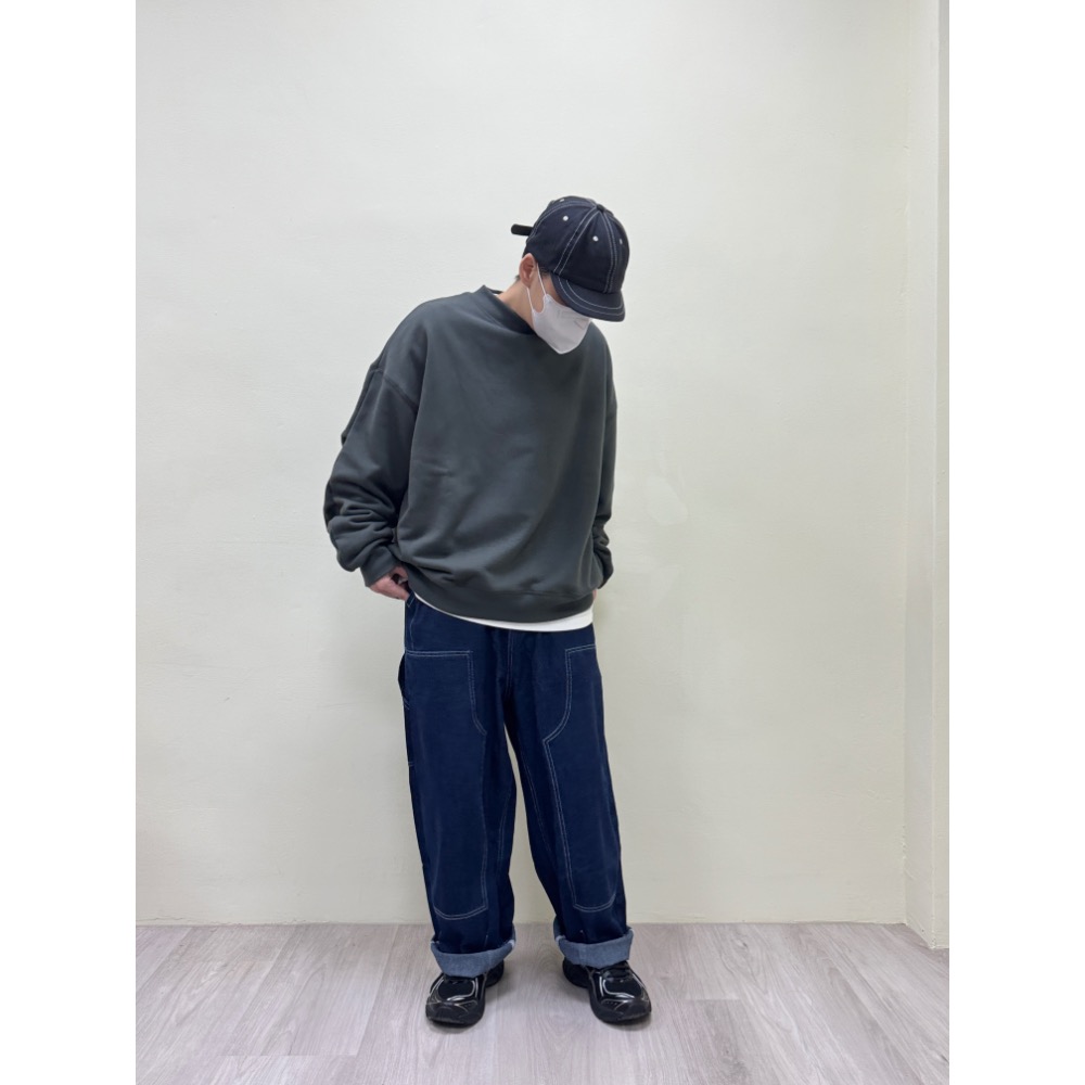 明線牛仔寬褲-細節圖4