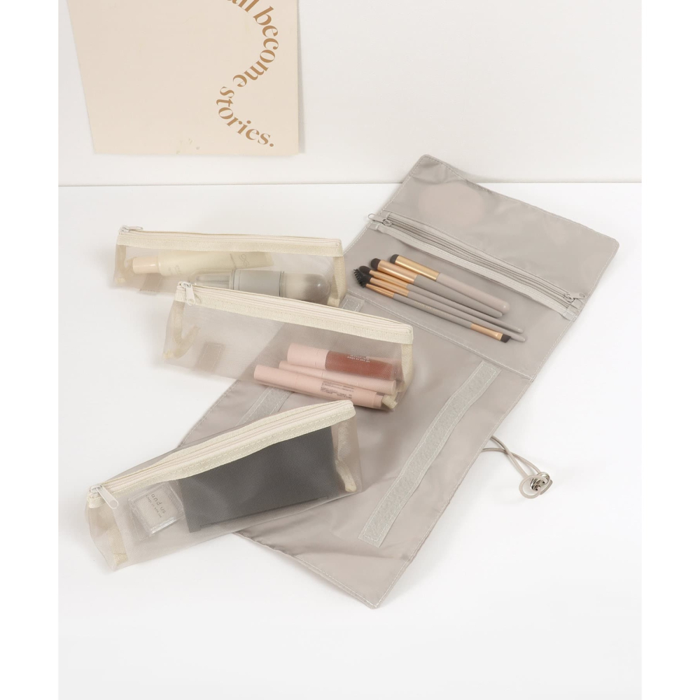 ⭐️現貨⭐️日本 3COINS 可拆式化妝包(米/灰)⭐️-細節圖3