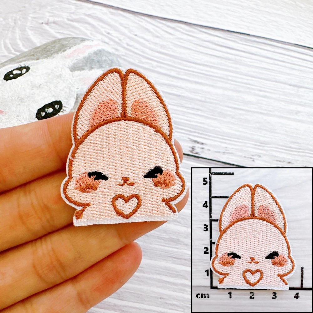 【皮卡布】M1 小兔子免熨燙 布貼  布章 臂章燙 刺繡燙布貼 徽章 刺繡布貼 熨燙貼 熨燙布貼 Patch 魔鬼氈布章-規格圖5