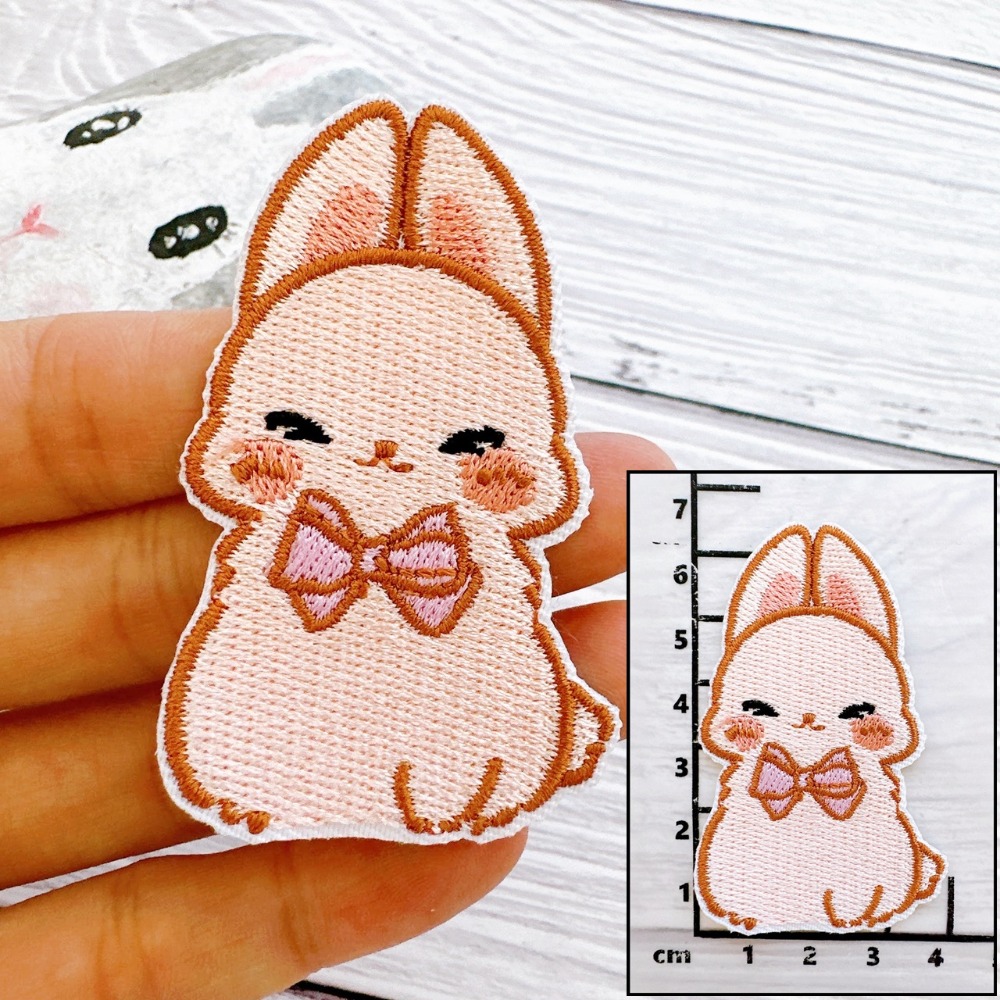【皮卡布】M1 小兔子免熨燙 布貼  布章 臂章燙 刺繡燙布貼 徽章 刺繡布貼 熨燙貼 熨燙布貼 Patch 魔鬼氈布章-規格圖5