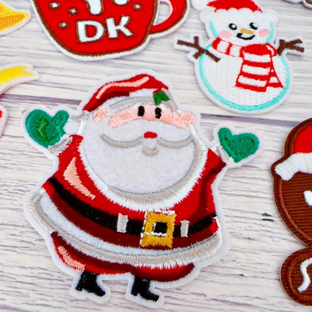 【皮卡布】X2手工diy聖誕樹聖誕襪 聖誕老人 薑餅人 布貼 臂章 布標 刺繡燙布貼 徽章 刺繡布貼 布貼紙 熨燙布貼-細節圖8