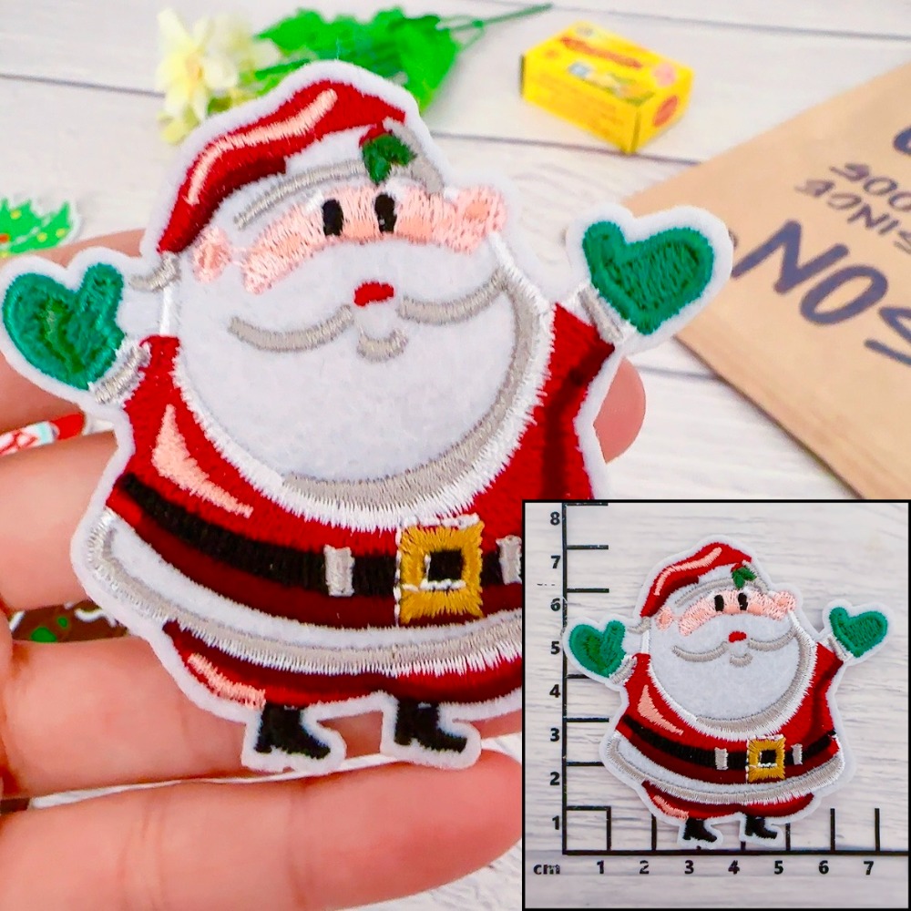 【皮卡布】X2手工diy聖誕樹聖誕襪 聖誕老人 薑餅人 布貼 臂章 布標 刺繡燙布貼 徽章 刺繡布貼 布貼紙 熨燙布貼-規格圖9