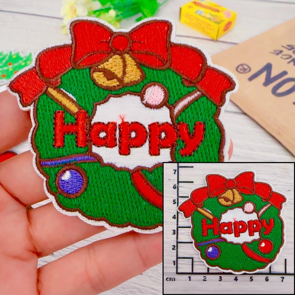 【皮卡布】X2手工diy聖誕樹聖誕襪 聖誕老人 薑餅人 布貼 臂章 布標 刺繡燙布貼 徽章 刺繡布貼 布貼紙 熨燙布貼-規格圖9