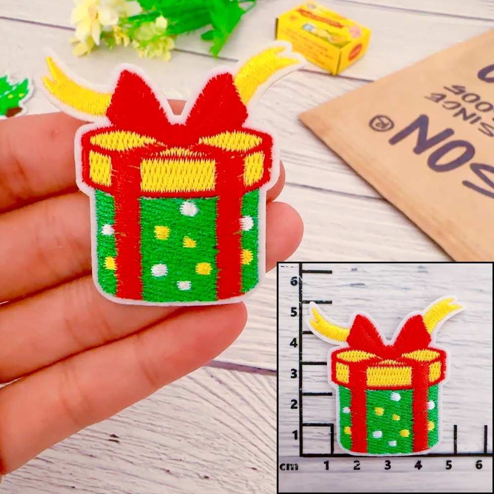 【皮卡布】X2手工diy聖誕樹聖誕襪 聖誕老人 薑餅人 布貼 臂章 布標 刺繡燙布貼 徽章 刺繡布貼 布貼紙 熨燙布貼-規格圖9