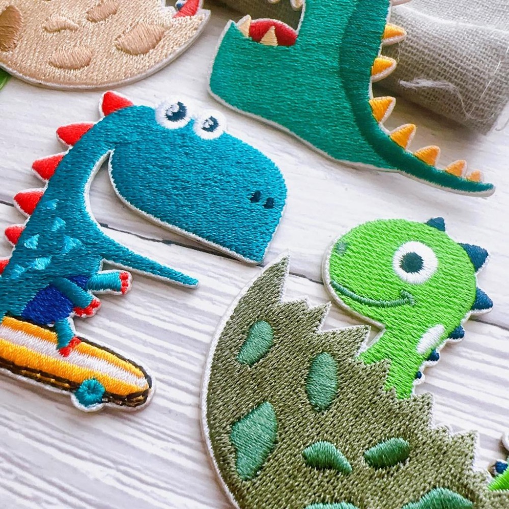 【皮卡布】免熨燙 Q7 恐龍 刺繡布貼紙 布貼紙 徽章 布貼 手帳貼紙 刺繡布貼 貼紙 自黏布貼 刺繡裝飾貼 patch-細節圖4