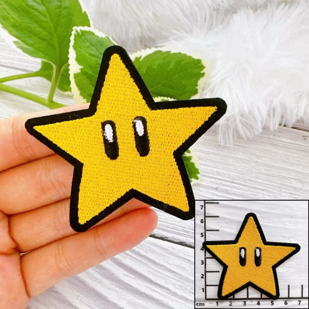 【皮卡布】免熨燙 A14 小惡魔 星星  SMILE  貼紙 徽章 手帳貼紙 刺繡布貼 自黏布貼 刺繡裝飾貼 patch-細節圖2