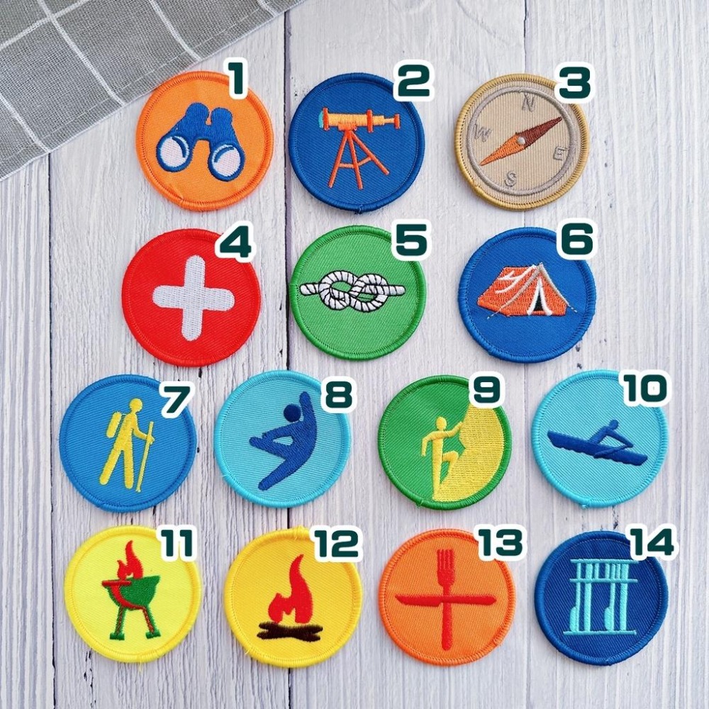 【皮卡布】J1 露營 野營 繩結 童軍 營火 望眼鏡 臂章 刺繡燙布貼 徽章 刺繡布貼 熨燙貼 帳篷 紅十字 魔鬼氈布章-細節圖3