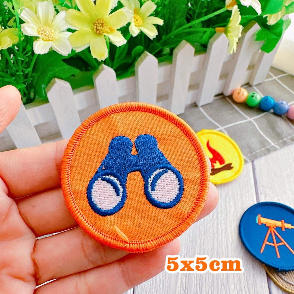 【皮卡布】J1 露營 野營 繩結 童軍 營火 望眼鏡 臂章 刺繡燙布貼 徽章 刺繡布貼 熨燙貼 帳篷 紅十字 魔鬼氈布章-規格圖8