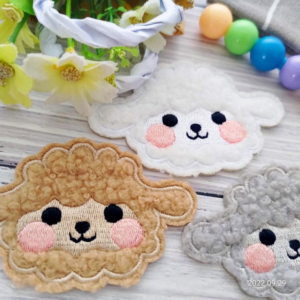 【皮卡布】免熨燙 X1 綿羊 布貼紙 毛巾布貼紙 布貼 手帳貼紙 刺繡布貼 貼紙 自黏布貼 刺繡裝飾貼 patch-細節圖2