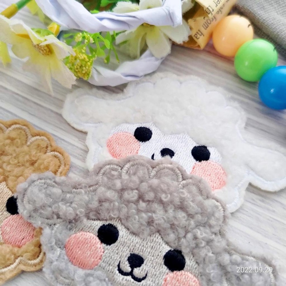 【皮卡布】免熨燙 X1 綿羊 布貼紙 毛巾布貼紙 布貼 手帳貼紙 刺繡布貼 貼紙 自黏布貼 刺繡裝飾貼 patch-細節圖3