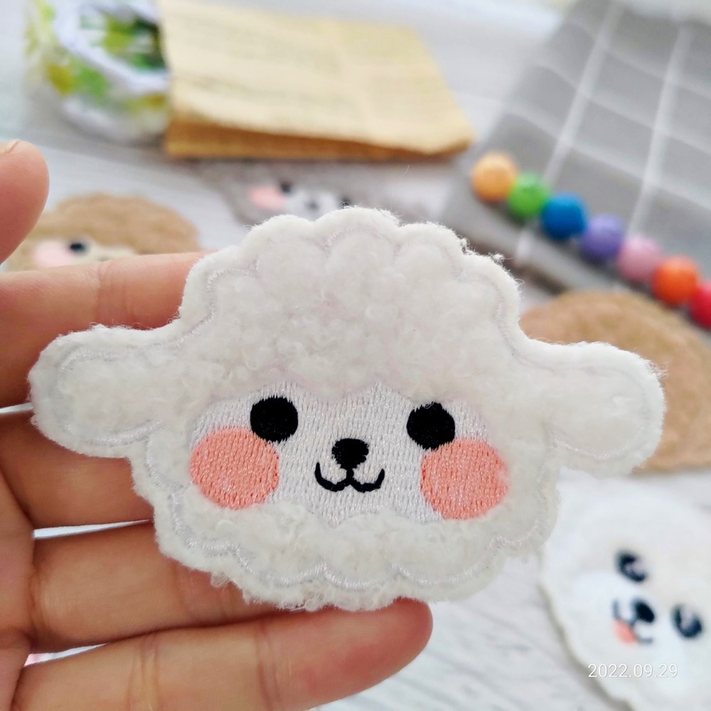 【皮卡布】免熨燙 X1 綿羊 布貼紙 毛巾布貼紙 布貼 手帳貼紙 刺繡布貼 貼紙 自黏布貼 刺繡裝飾貼 patch-規格圖3