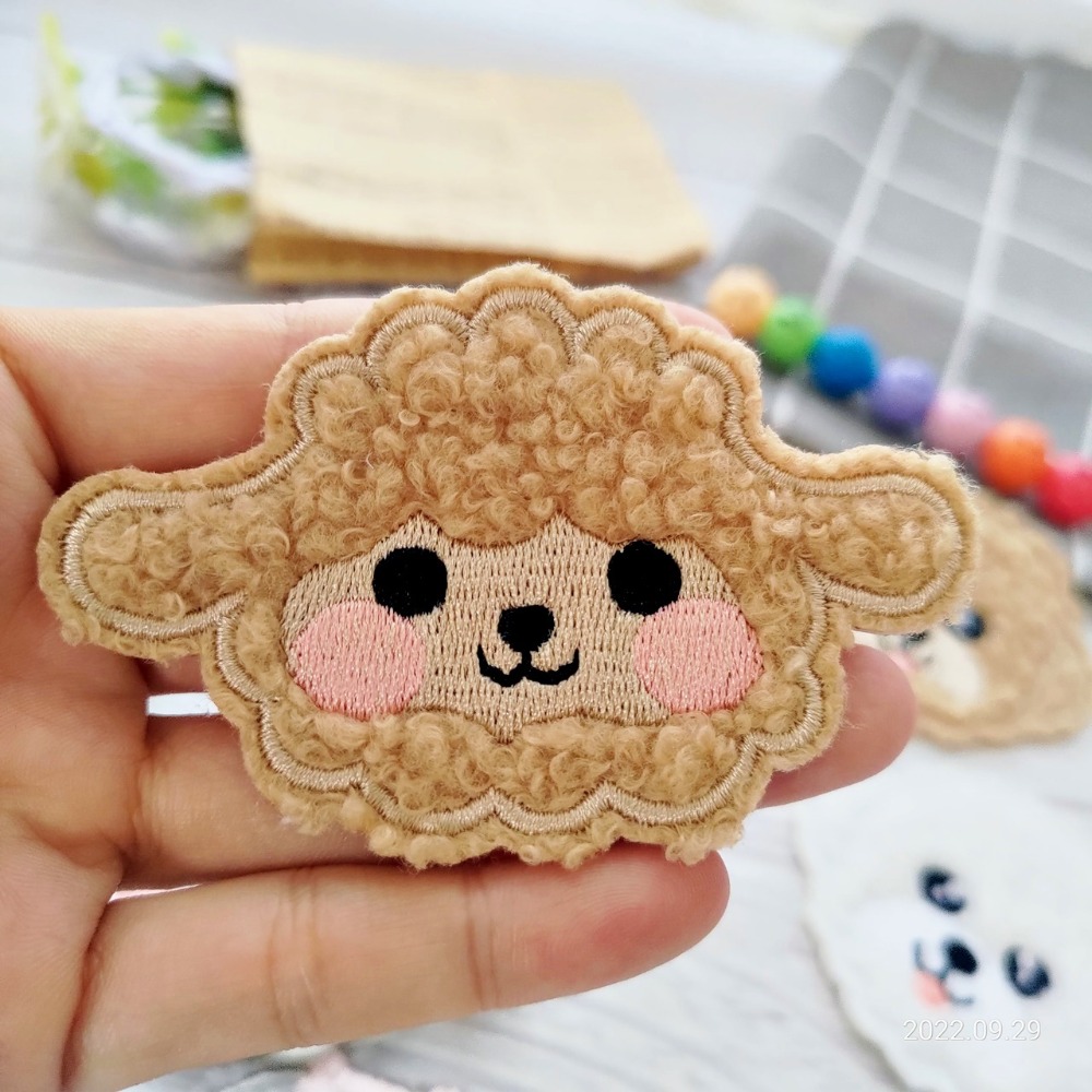 【皮卡布】免熨燙 X1 綿羊 布貼紙 毛巾布貼紙 布貼 手帳貼紙 刺繡布貼 貼紙 自黏布貼 刺繡裝飾貼 patch-規格圖3