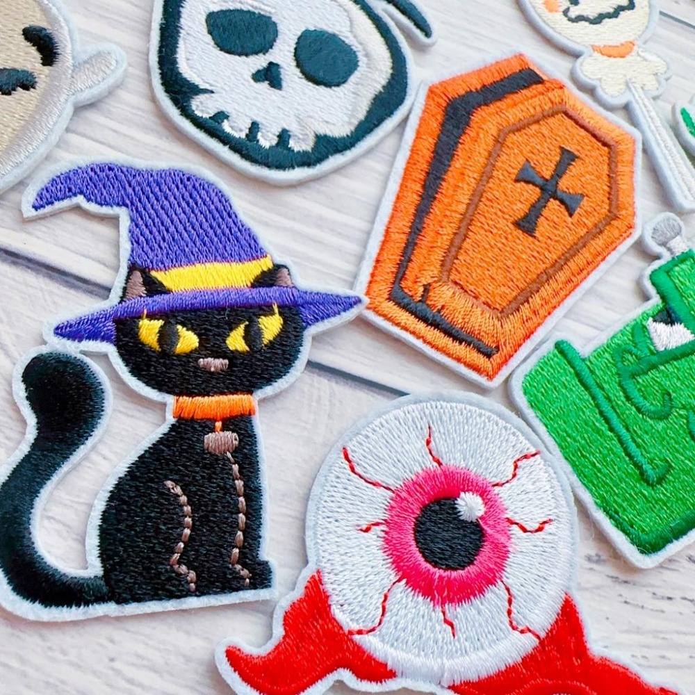 【皮卡布】I2 萬聖節 南瓜 幽靈 蜘蛛 蝙蝠 布貼 刺繡燙布貼 徽章 刺繡布貼 補丁補破洞 熨燙貼 燙布貼 Patch-細節圖3