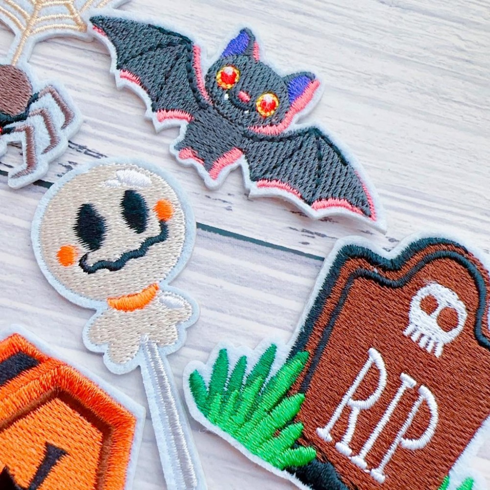 【皮卡布】I2 萬聖節 南瓜 幽靈 蜘蛛 蝙蝠 布貼 刺繡燙布貼 徽章 刺繡布貼 補丁補破洞 熨燙貼 燙布貼 Patch-細節圖5