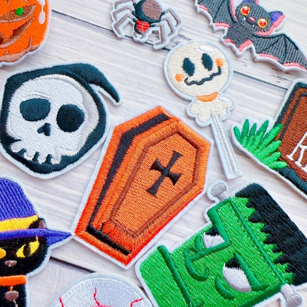 【皮卡布】I2 萬聖節 南瓜 幽靈 蜘蛛 蝙蝠 布貼 刺繡燙布貼 徽章 刺繡布貼 補丁補破洞 熨燙貼 燙布貼 Patch-細節圖6