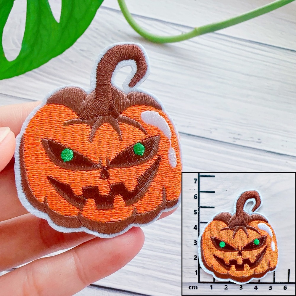 【皮卡布】I2 萬聖節 南瓜 幽靈 蜘蛛 蝙蝠 布貼 刺繡燙布貼 徽章 刺繡布貼 補丁補破洞 熨燙貼 燙布貼 Patch-規格圖6