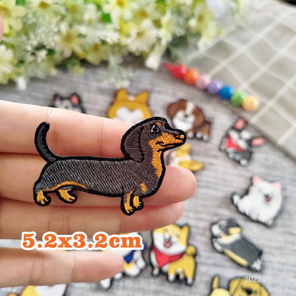 【皮卡布】N1 狗狗 柴犬 科基 臘腸狗 布貼 刺繡燙布貼 徽章 刺繡布貼 補丁補破洞 熨燙貼 燙布貼 Patch-規格圖5