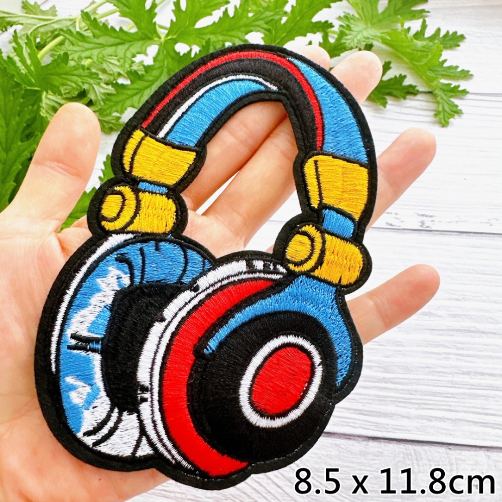 【皮卡布】G5 耳機 吉他 高音符 錄音帶布貼 徽章 布章 臂章燙 刺繡燙布貼  刺繡布貼 布貼 熨燙貼  Patch-規格圖5