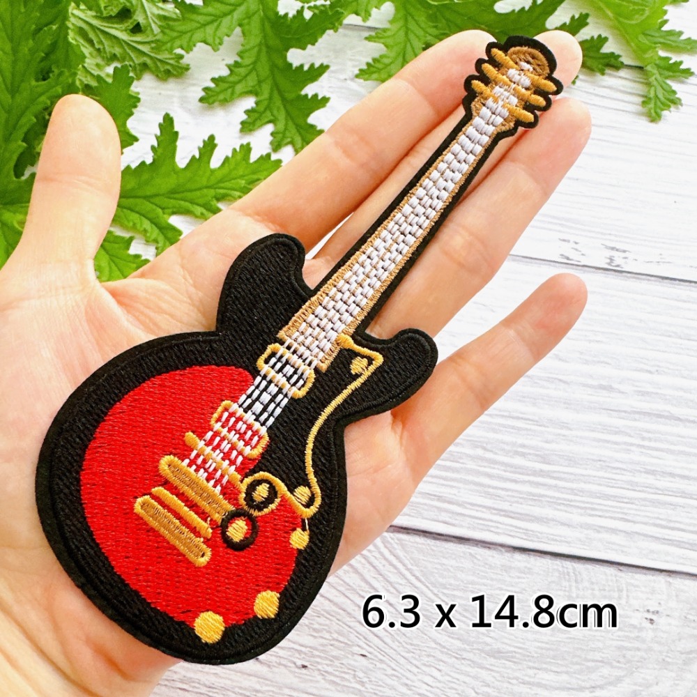 【皮卡布】G5 耳機 吉他 高音符 錄音帶布貼 徽章 布章 臂章燙 刺繡燙布貼  刺繡布貼 布貼 熨燙貼  Patch-規格圖5