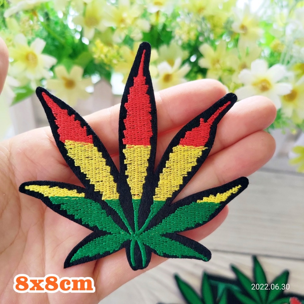 【皮卡布】 T4 麻葉布貼  麻葉 布貼 臂章 刺繡燙布貼 徽章 刺繡布貼 補丁 燙貼布 熨燙布貼 patch-規格圖5